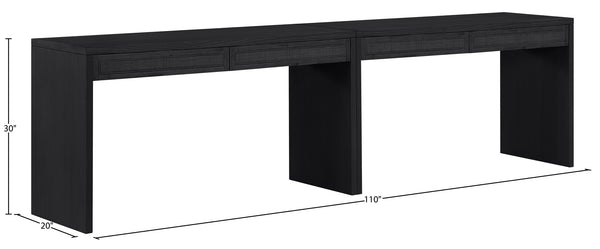 Meridian Furniture Avro Art Deco Two Piece Writing Desk Solid Wood Oak Veneer Cane Panel Home Office 77051Black-T-2PC