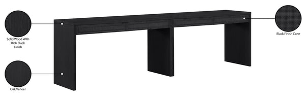 Meridian Furniture Avro Art Deco Two Piece Writing Desk Solid Wood Oak Veneer Cane Panel Home Office 77051Black-T-2PC