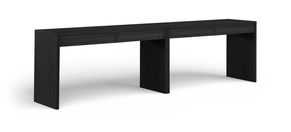 Meridian Furniture Avro Art Deco Two Piece Writing Desk Solid Wood Oak Veneer Cane Panel Home Office 77051Black-T-2PC