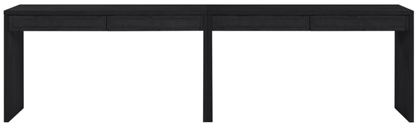 Meridian Furniture Avro Art Deco Two Piece Writing Desk Solid Wood Oak Veneer Cane Panel Home Office 77051Black-T-2PC