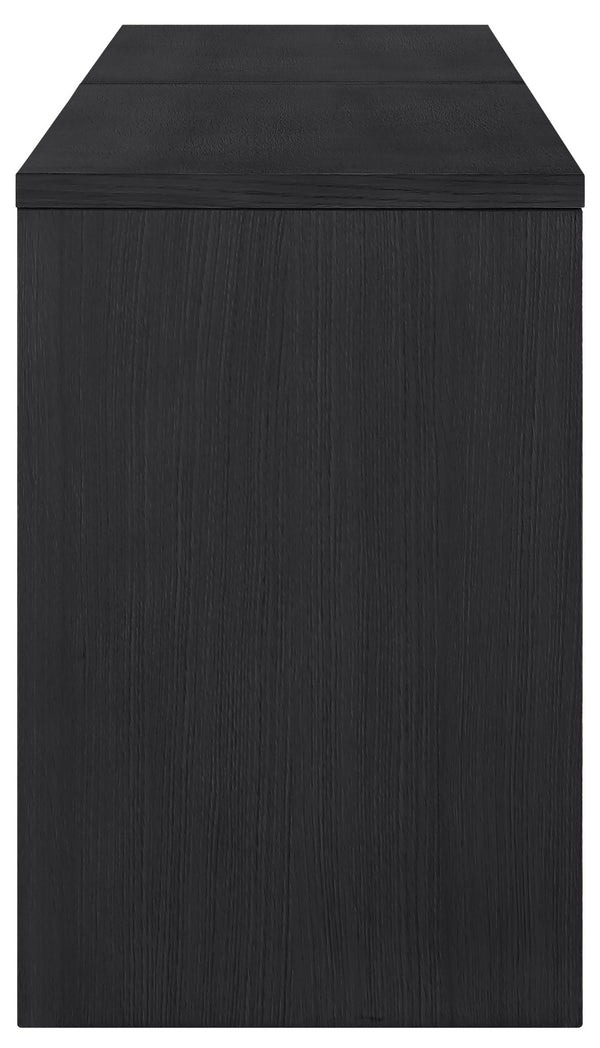 Meridian Furniture Avro Art Deco Two Piece Writing Desk Solid Wood Oak Veneer Cane Panel Home Office 77051Black-T-2PC
