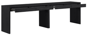 Meridian Furniture Avro Art Deco Two Piece Writing Desk Solid Wood Oak Veneer Cane Panel Home Office 77051Black-T-2PC