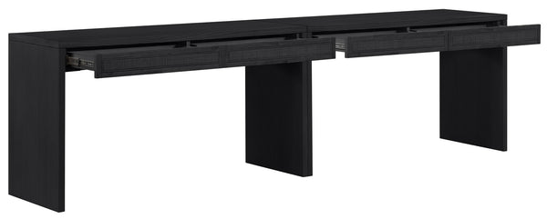 Meridian Furniture Avro Art Deco Two Piece Writing Desk Solid Wood Oak Veneer Cane Panel Home Office 77051Black-T-2PC
