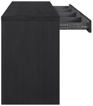 Meridian Furniture Avro Art Deco Two Piece Writing Desk Solid Wood Oak Veneer Cane Panel Home Office 77051Black-T-2PC