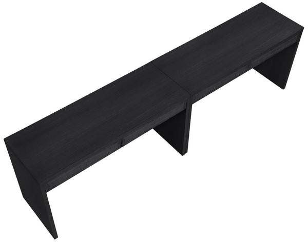 Meridian Furniture Avro Art Deco Two Piece Writing Desk Solid Wood Oak Veneer Cane Panel Home Office 77051Black-T-2PC