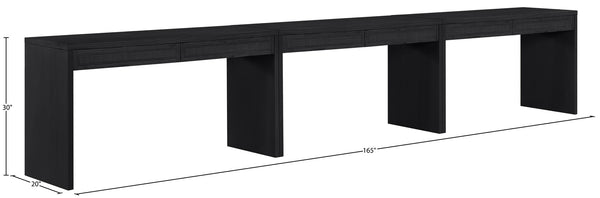 Meridian Furniture Avro Art Deco Three Piece Desk Set Oak Veneer Cane Detail Black Lacquer Finish 77051Black-T-3PC
