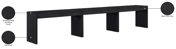 Meridian Furniture Avro Art Deco Three Piece Desk Set Oak Veneer Cane Detail Black Lacquer Finish 77051Black-T-3PC