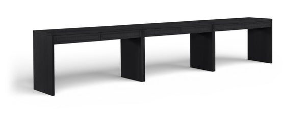 Meridian Furniture Avro Art Deco Three Piece Desk Set Oak Veneer Cane Detail Black Lacquer Finish 77051Black-T-3PC