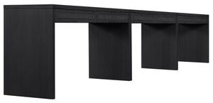 Meridian Furniture Avro Art Deco Three Piece Desk Set Oak Veneer Cane Detail Black Lacquer Finish 77051Black-T-3PC
