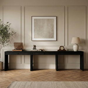 Meridian Furniture Avro Art Deco Three Piece Desk Set Oak Veneer Cane Detail Black Lacquer Finish 77051Black-T-3PC