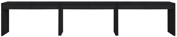 Meridian Furniture Avro Art Deco Three Piece Desk Set Oak Veneer Cane Detail Black Lacquer Finish 77051Black-T-3PC