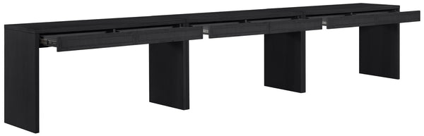 Meridian Furniture Avro Art Deco Three Piece Desk Set Oak Veneer Cane Detail Black Lacquer Finish 77051Black-T-3PC
