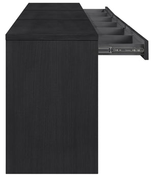 Meridian Furniture Avro Art Deco Three Piece Desk Set Oak Veneer Cane Detail Black Lacquer Finish 77051Black-T-3PC
