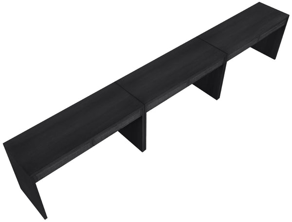 Meridian Furniture Avro Art Deco Three Piece Desk Set Oak Veneer Cane Detail Black Lacquer Finish 77051Black-T-3PC
