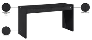 Meridian Furniture Avro Art Deco Writing Desk with Oak Veneer Surface and Black Cane Detailing 77051Black-T
