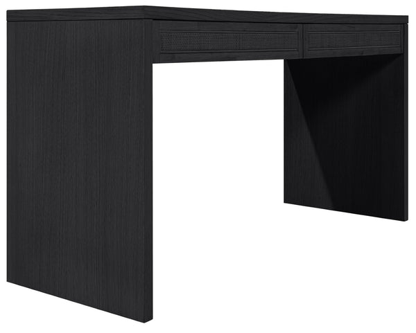 Meridian Furniture Avro Art Deco Writing Desk with Oak Veneer Surface and Black Cane Detailing 77051Black-T