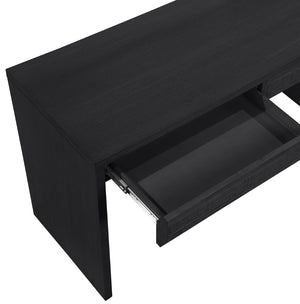 Meridian Furniture Avro Art Deco Writing Desk with Oak Veneer Surface and Black Cane Detailing 77051Black-T
