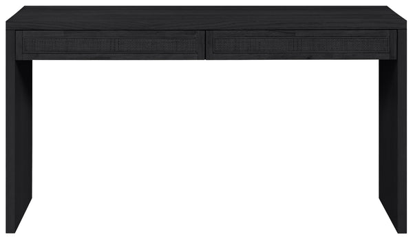 Meridian Furniture Avro Art Deco Writing Desk with Oak Veneer Surface and Black Cane Detailing 77051Black-T
