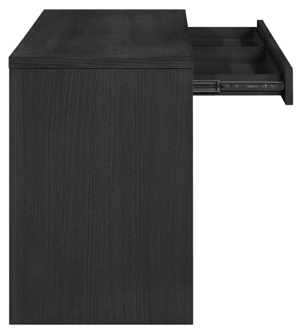 Meridian Furniture Avro Art Deco Writing Desk with Oak Veneer Surface and Black Cane Detailing 77051Black-T