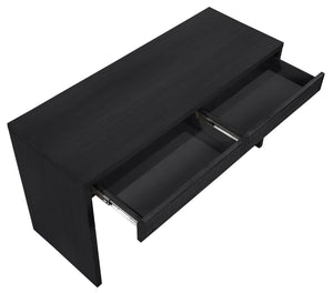 Meridian Furniture Avro Art Deco Writing Desk with Oak Veneer Surface and Black Cane Detailing 77051Black-T