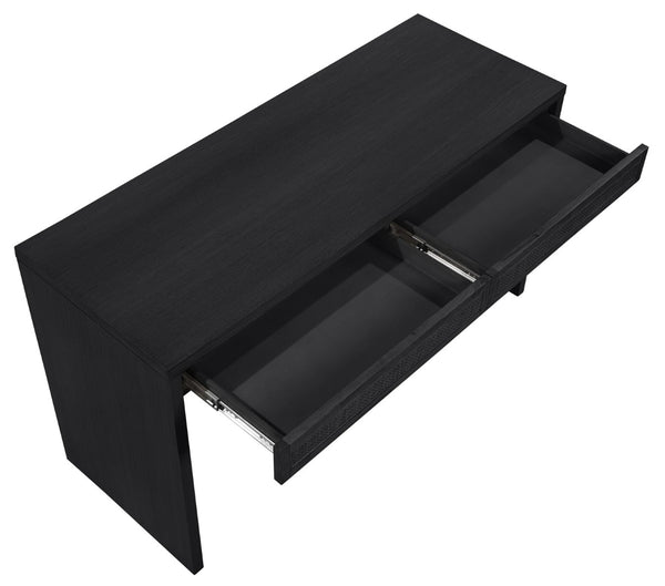 Meridian Furniture Avro Art Deco Writing Desk with Oak Veneer Surface and Black Cane Detailing 77051Black-T