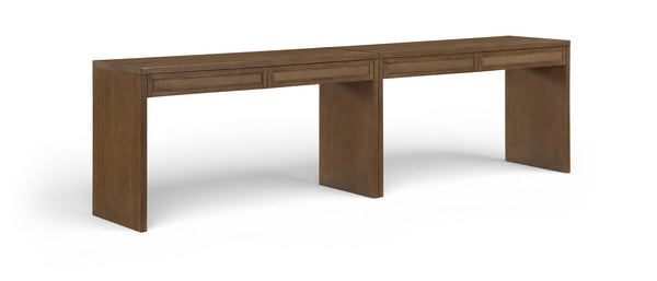 Meridian Furniture Avro Art Deco Oak Veneer Writing Desk with Cane Detailing for Home Office 77051Brown-T-2PC