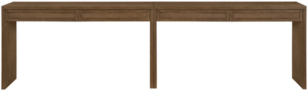 Meridian Furniture Avro Art Deco Oak Veneer Writing Desk with Cane Detailing for Home Office 77051Brown-T-2PC