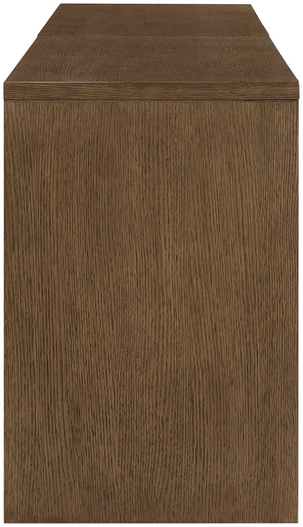 Meridian Furniture Avro Art Deco Oak Veneer Writing Desk with Cane Detailing for Home Office 77051Brown-T-2PC