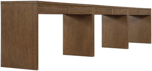 Meridian Furniture Avro Art Deco Three Piece Oak Veneer Writing Desk with Cane Accents for Home Office 77051Brown-T-3PC
