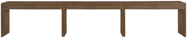 Meridian Furniture Avro Art Deco Three Piece Oak Veneer Writing Desk with Cane Accents for Home Office 77051Brown-T-3PC