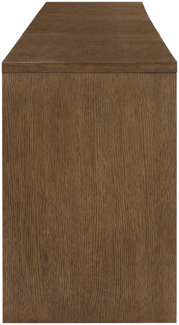 Meridian Furniture Avro Art Deco Three Piece Oak Veneer Writing Desk with Cane Accents for Home Office 77051Brown-T-3PC