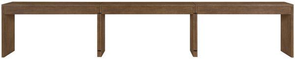 Meridian Furniture Avro Art Deco Three Piece Oak Veneer Writing Desk with Cane Accents for Home Office 77051Brown-T-3PC
