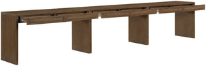 Meridian Furniture Avro Art Deco Three Piece Oak Veneer Writing Desk with Cane Accents for Home Office 77051Brown-T-3PC