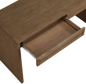 Meridian Furniture Avro Oak Veneer Writing Desk with Cane Panels and Art Deco Walnut Finish 77051Brown-T