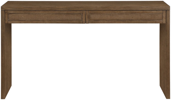 Meridian Furniture Avro Oak Veneer Writing Desk with Cane Panels and Art Deco Walnut Finish 77051Brown-T