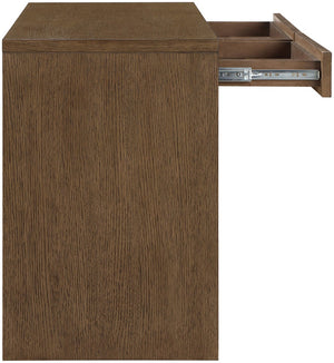 Meridian Furniture Avro Oak Veneer Writing Desk with Cane Panels and Art Deco Walnut Finish 77051Brown-T