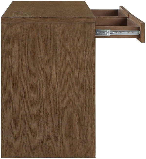 Meridian Furniture Avro Oak Veneer Writing Desk with Cane Panels and Art Deco Walnut Finish 77051Brown-T