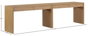 Meridian Furniture Avro Oak Veneer Cane Detail Two Piece Desk for Modern Home Office Workspaces 77051Natural-T-2PC