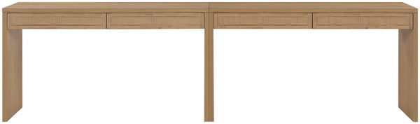 Meridian Furniture Avro Oak Veneer Cane Detail Two Piece Desk for Modern Home Office Workspaces 77051Natural-T-2PC
