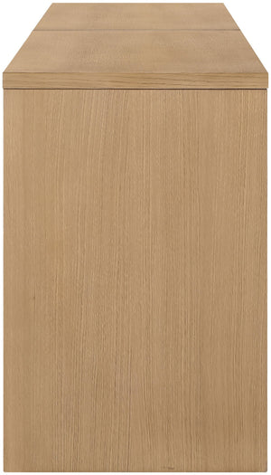 Meridian Furniture Avro Oak Veneer Cane Detail Two Piece Desk for Modern Home Office Workspaces 77051Natural-T-2PC