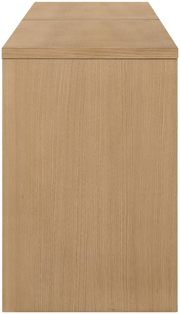 Meridian Furniture Avro Oak Veneer Cane Detail Two Piece Desk for Modern Home Office Workspaces 77051Natural-T-2PC