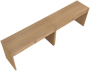 Meridian Furniture Avro Oak Veneer Cane Detail Two Piece Desk for Modern Home Office Workspaces 77051Natural-T-2PC