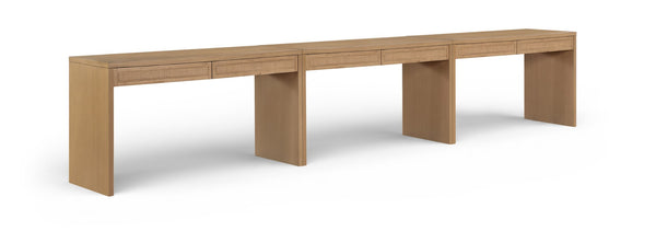 Meridian Furniture Avro Art Deco Three Piece Oak Veneer Desk Set with Natural Cane Panel Detailing 77051Natural-T-3PC