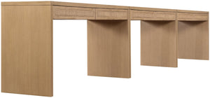 Meridian Furniture Avro Art Deco Three Piece Oak Veneer Desk Set with Natural Cane Panel Detailing 77051Natural-T-3PC