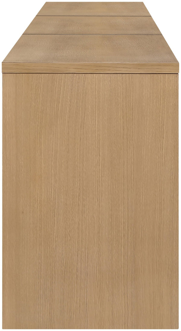 Meridian Furniture Avro Art Deco Three Piece Oak Veneer Desk Set with Natural Cane Panel Detailing 77051Natural-T-3PC