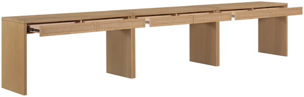 Meridian Furniture Avro Art Deco Three Piece Oak Veneer Desk Set with Natural Cane Panel Detailing 77051Natural-T-3PC