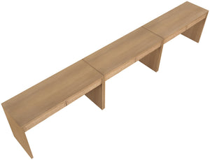 Meridian Furniture Avro Art Deco Three Piece Oak Veneer Desk Set with Natural Cane Panel Detailing 77051Natural-T-3PC