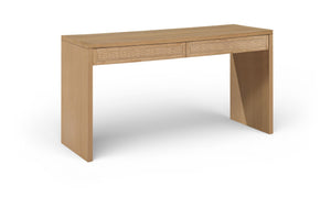 Meridian Furniture Avro Art Deco Oak Veneer Writing Desk with Woven Cane Accents for Home Office 77051Natural-T