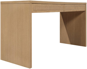 Meridian Furniture Avro Art Deco Oak Veneer Writing Desk with Woven Cane Accents for Home Office 77051Natural-T