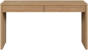 Meridian Furniture Avro Art Deco Oak Veneer Writing Desk with Woven Cane Accents for Home Office 77051Natural-T